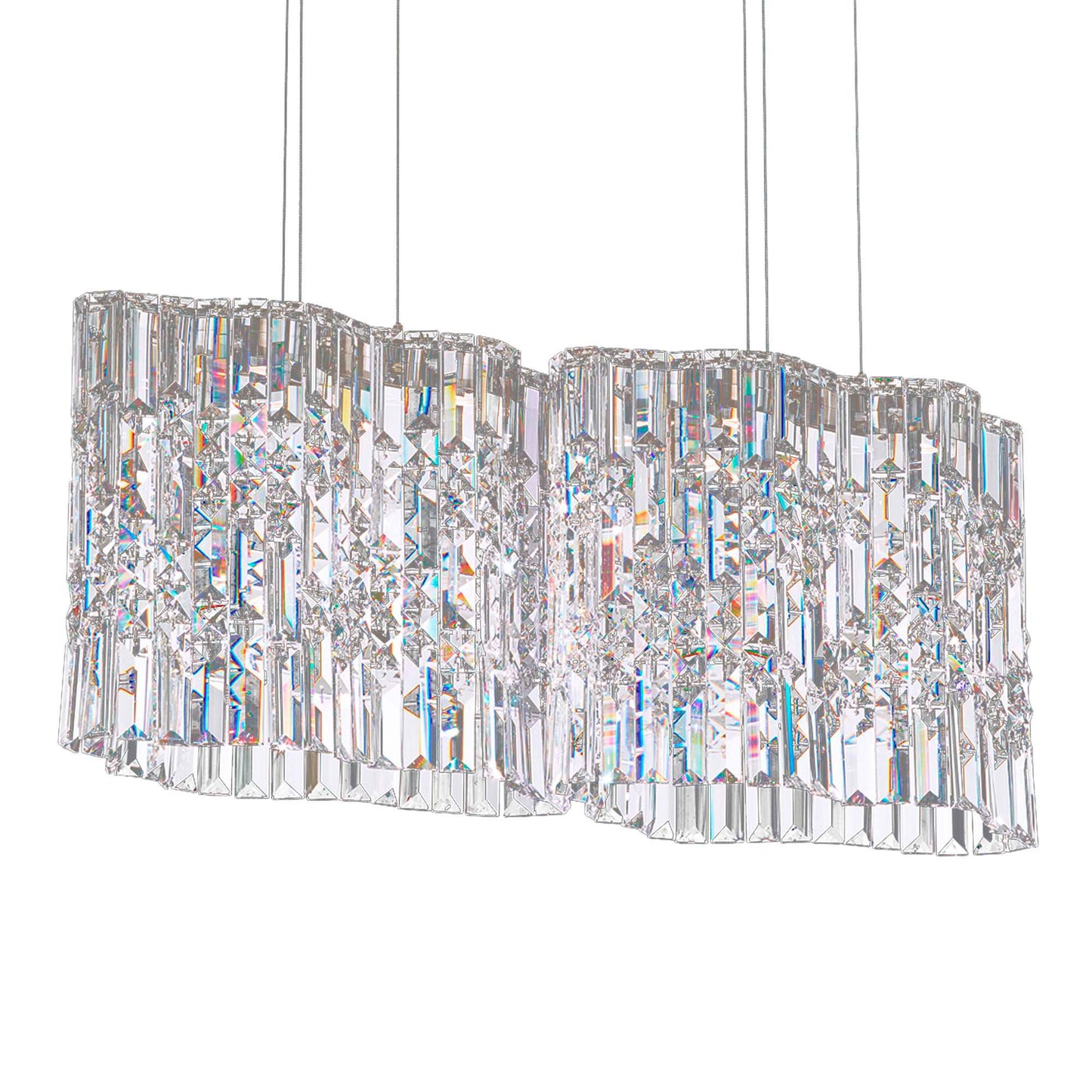 Selene 11"H x 27"W 4-Light Crystal Pendant in Polished Stainless