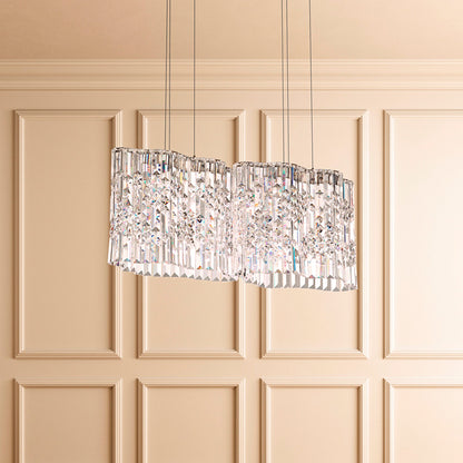 Selene 11"H x 27"W 4-Light Crystal Pendant in Polished Stainless