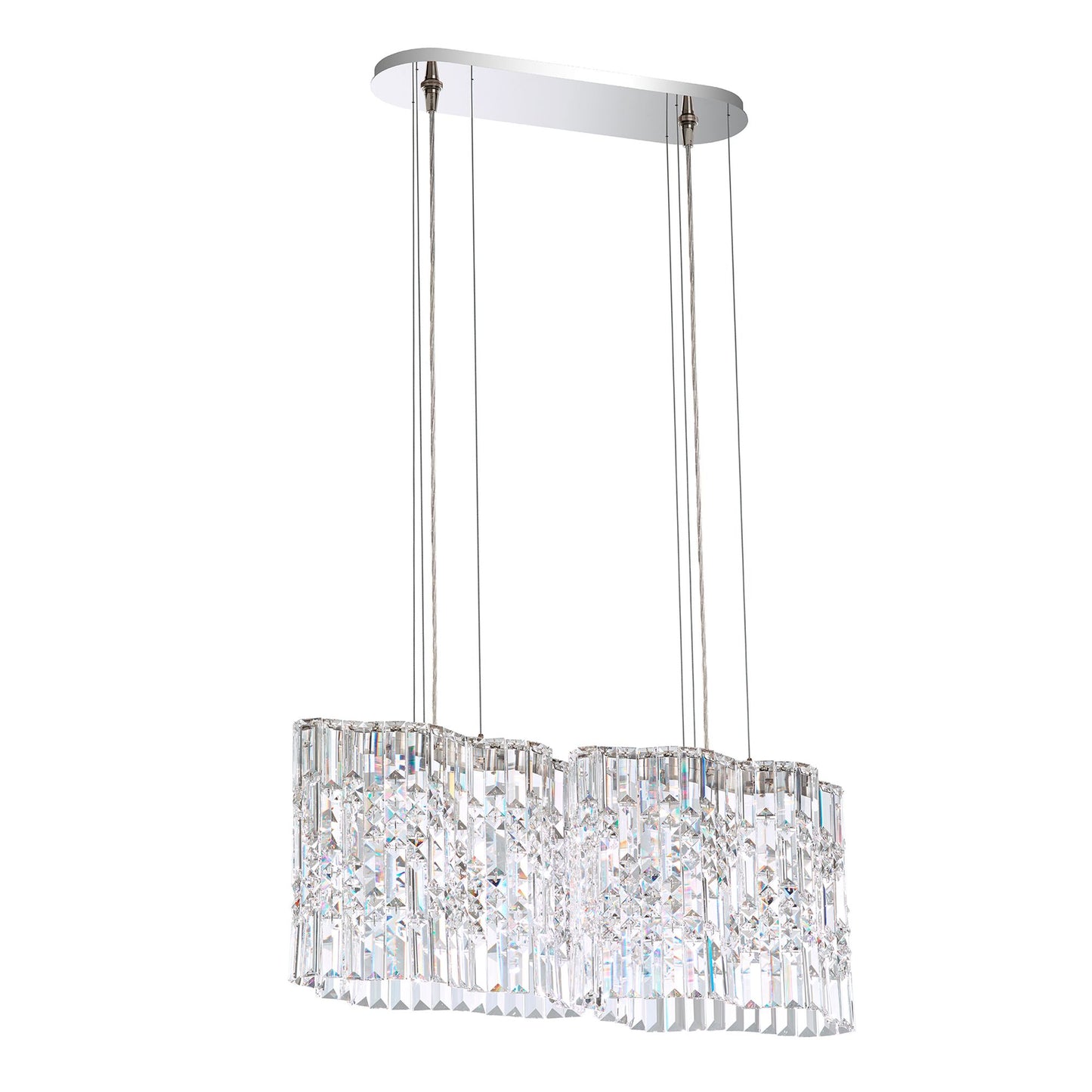 Selene 11"H x 27"W 4-Light Crystal Pendant in Polished Stainless