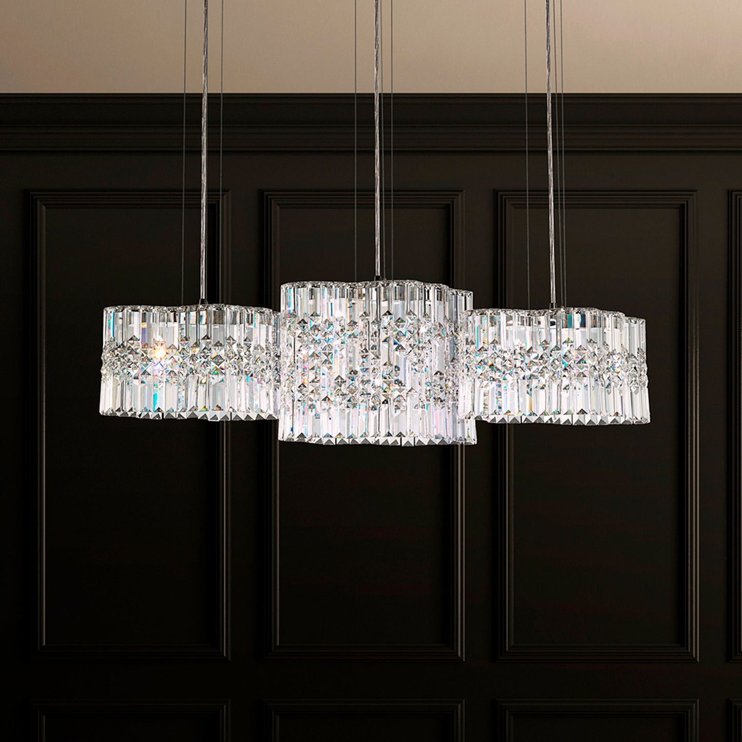 Selene 11"H x 39"W 6-Light Crystal Pendant in Polished Stainless