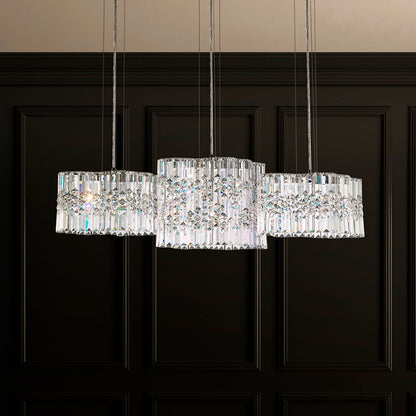 Selene 11"H x 39"W 6-Light Crystal Pendant in Polished Stainless