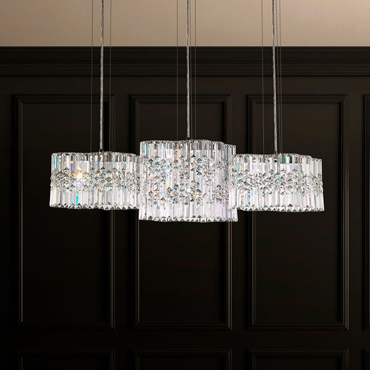 Selene 11"H x 39"W 6-Light Crystal Pendant in Polished Stainless