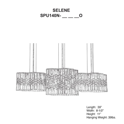 Selene 11"H x 39"W 6-Light Crystal Pendant in Polished Stainless