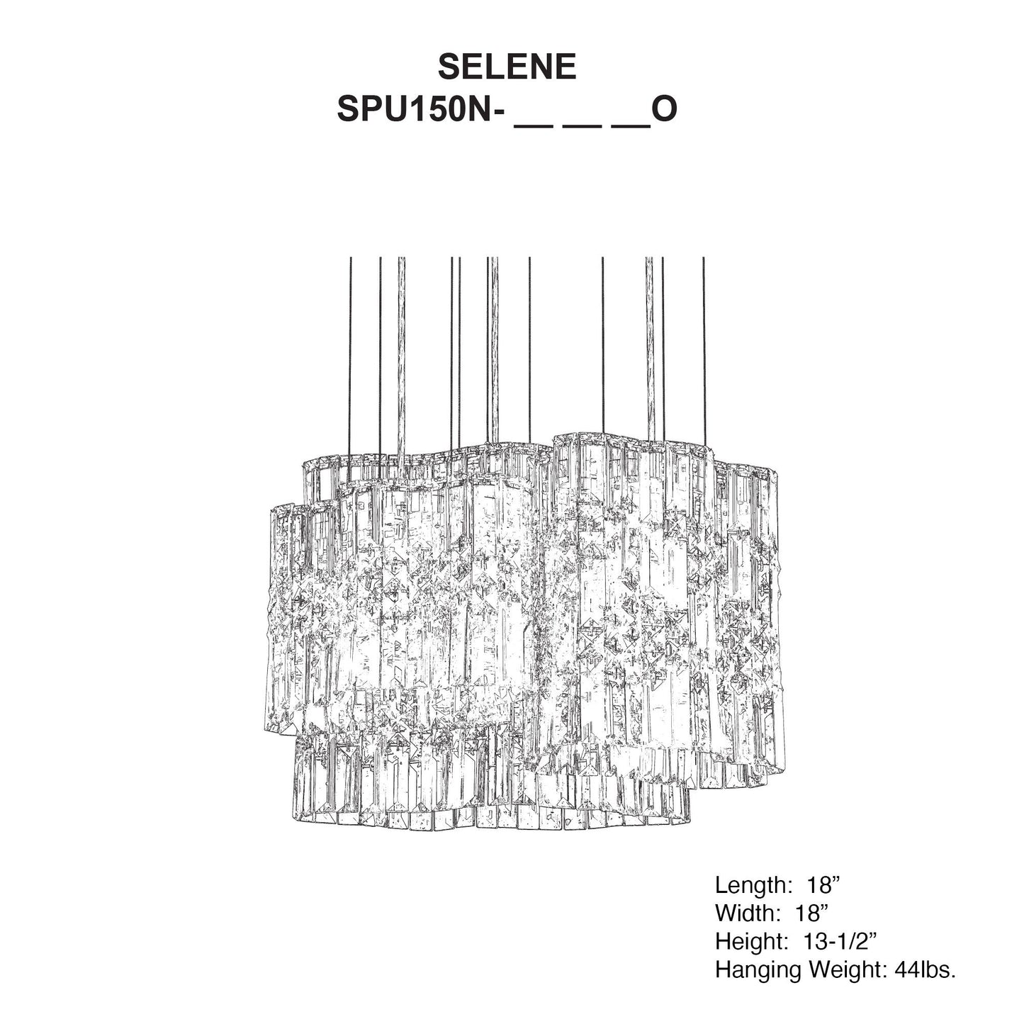 Selene 13.5"H x 18"W 6-Light Crystal Pendant in Polished Stainles