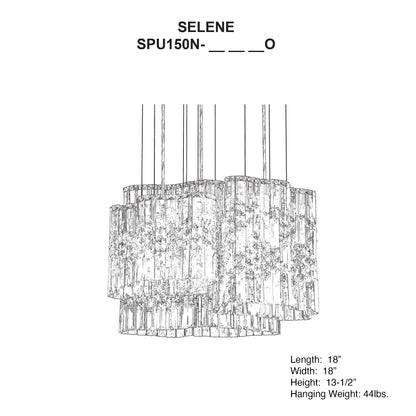 Selene 13.5"H x 18"W 6-Light Crystal Pendant in Polished Stainles