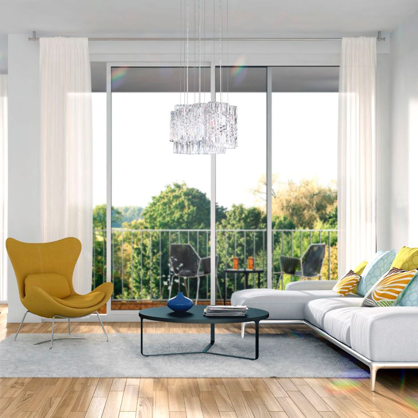 Selene 13.5"H x 18"W 6-Light Crystal Pendant in Polished Stainles