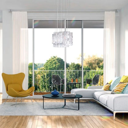 Selene 13.5"H x 18"W 6-Light Crystal Pendant in Polished Stainles