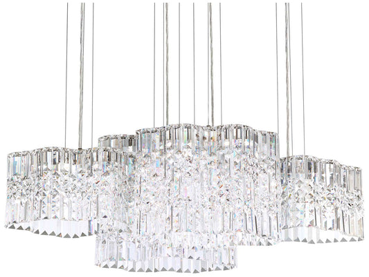 Selene 13.5"H x 37"W 8-Light Crystal Pendant in Polished Stainles