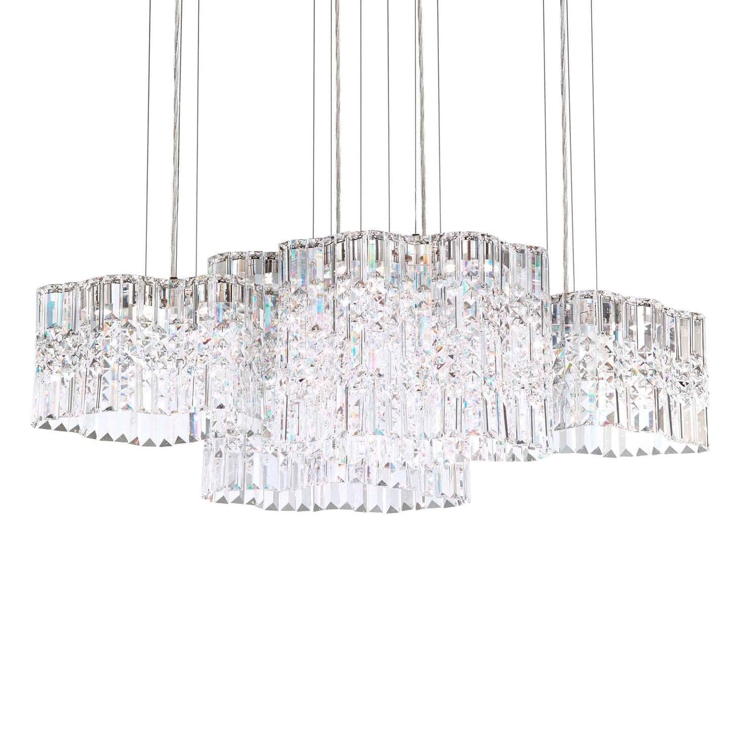 Selene 13.5"H x 37"W 8-Light Crystal Pendant in Polished Stainles
