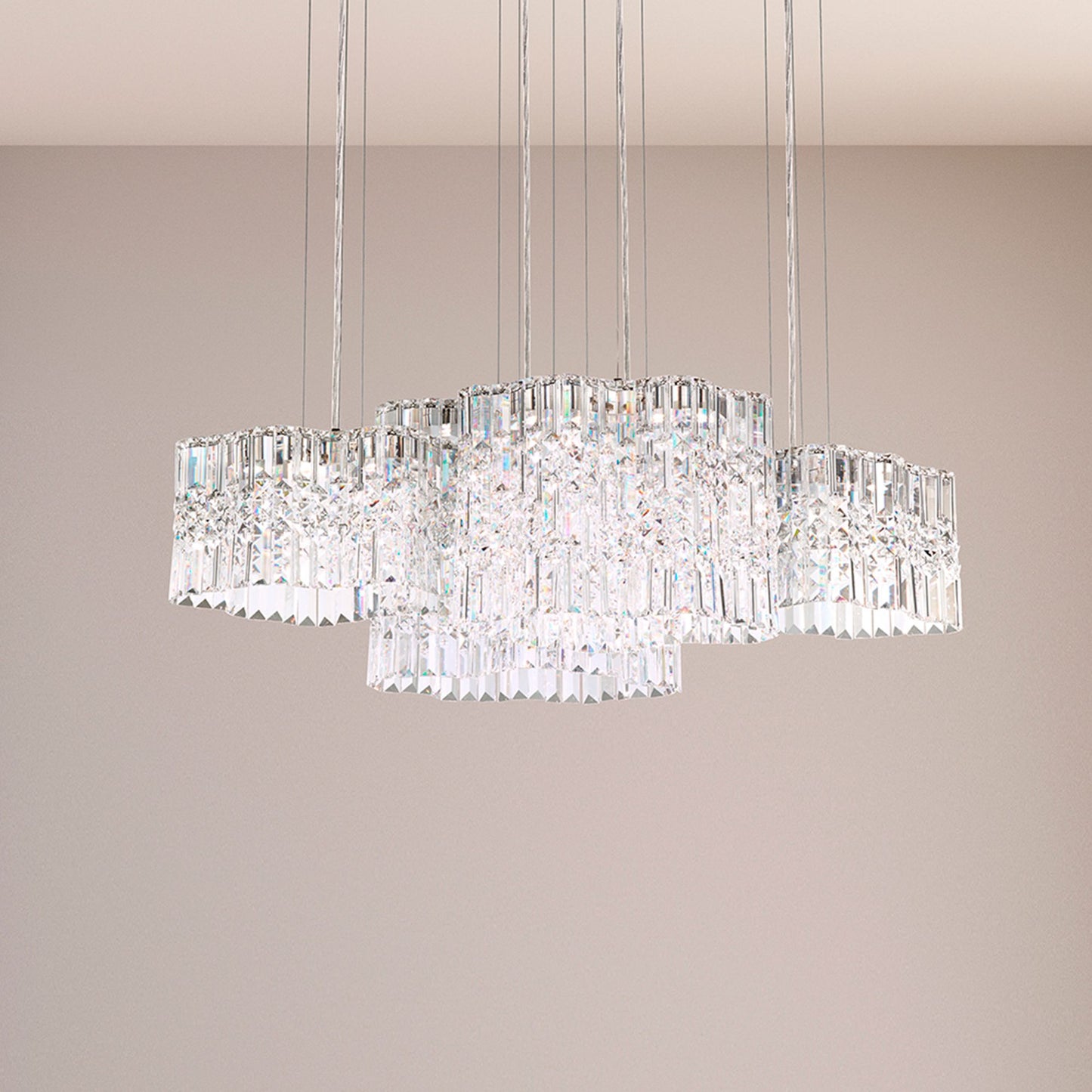 Selene 13.5"H x 37"W 8-Light Crystal Pendant in Polished Stainles