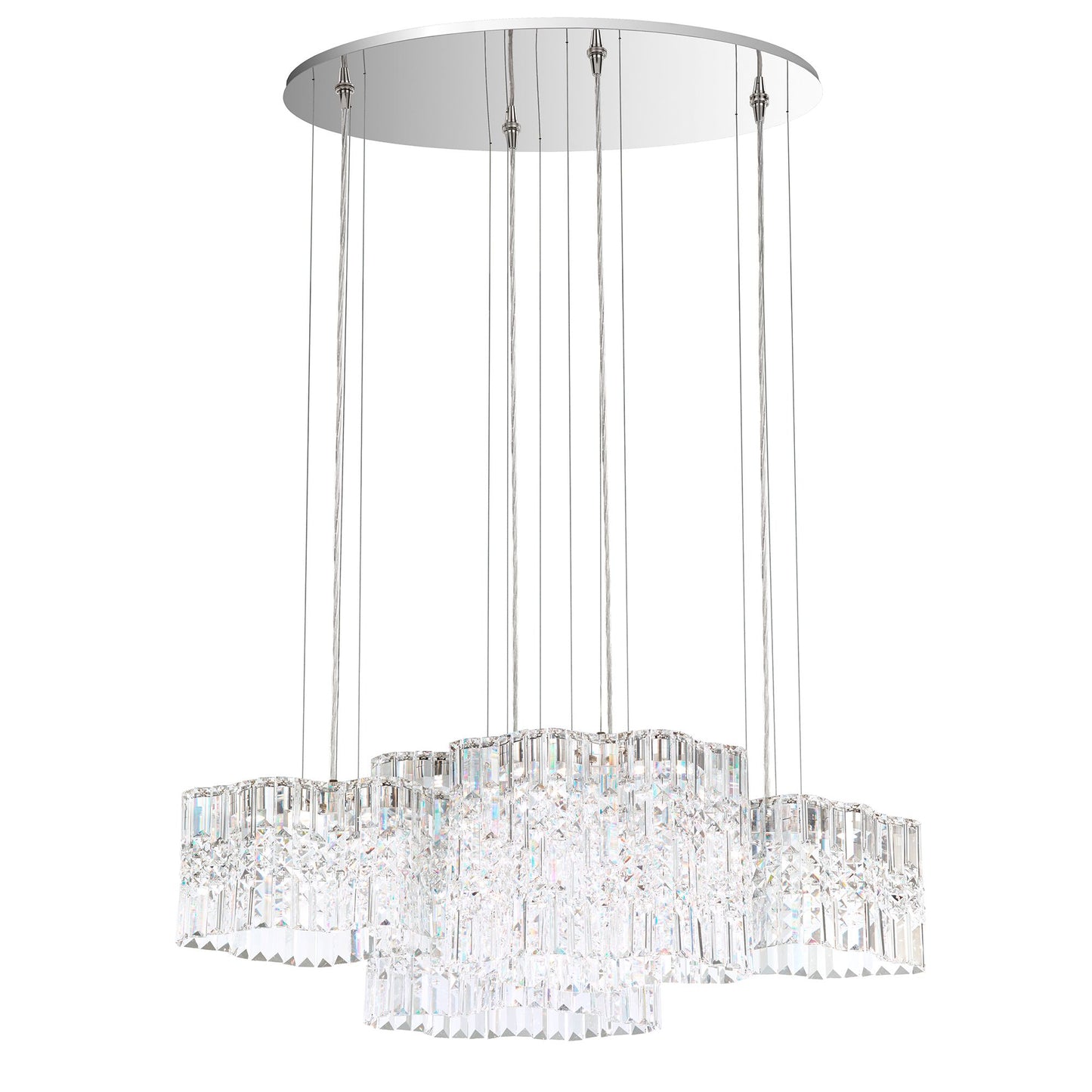 Selene 13.5"H x 37"W 8-Light Crystal Pendant in Polished Stainles