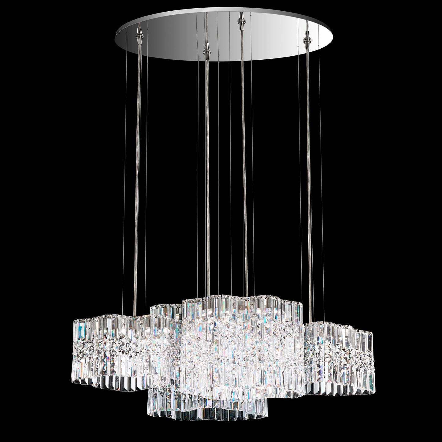 Selene 13.5"H x 37"W 8-Light Crystal Pendant in Polished Stainles