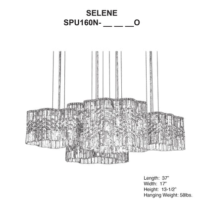 Selene 13.5"H x 37"W 8-Light Crystal Pendant in Polished Stainles