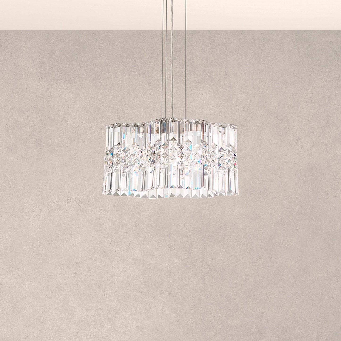 Selene 7.5"H x 14.5"W 2-Light Crystal Pendant in Polished Stainle