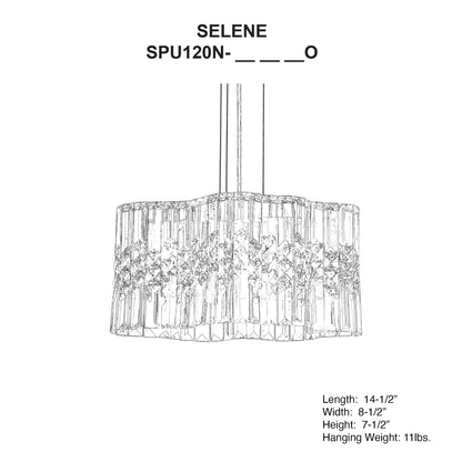 Selene 7.5"H x 14.5"W 2-Light Crystal Pendant in Polished Stainle