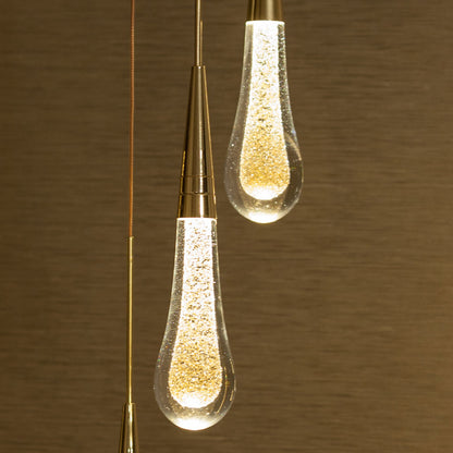 Set Of 3 Glass Drop Pendant Lights