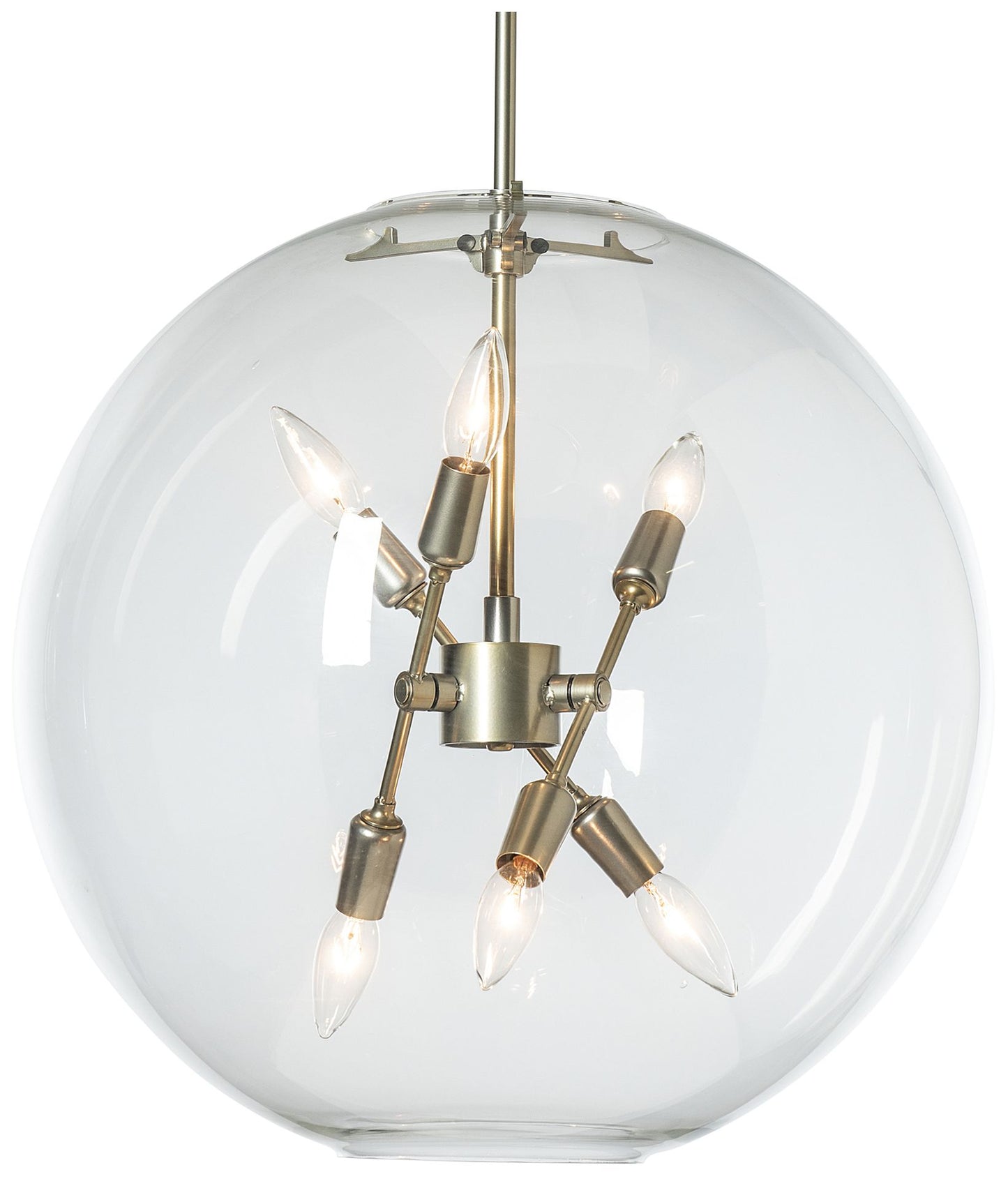 Sfera 6-Light Pendant - Modern Brass Finish - Clear Glass