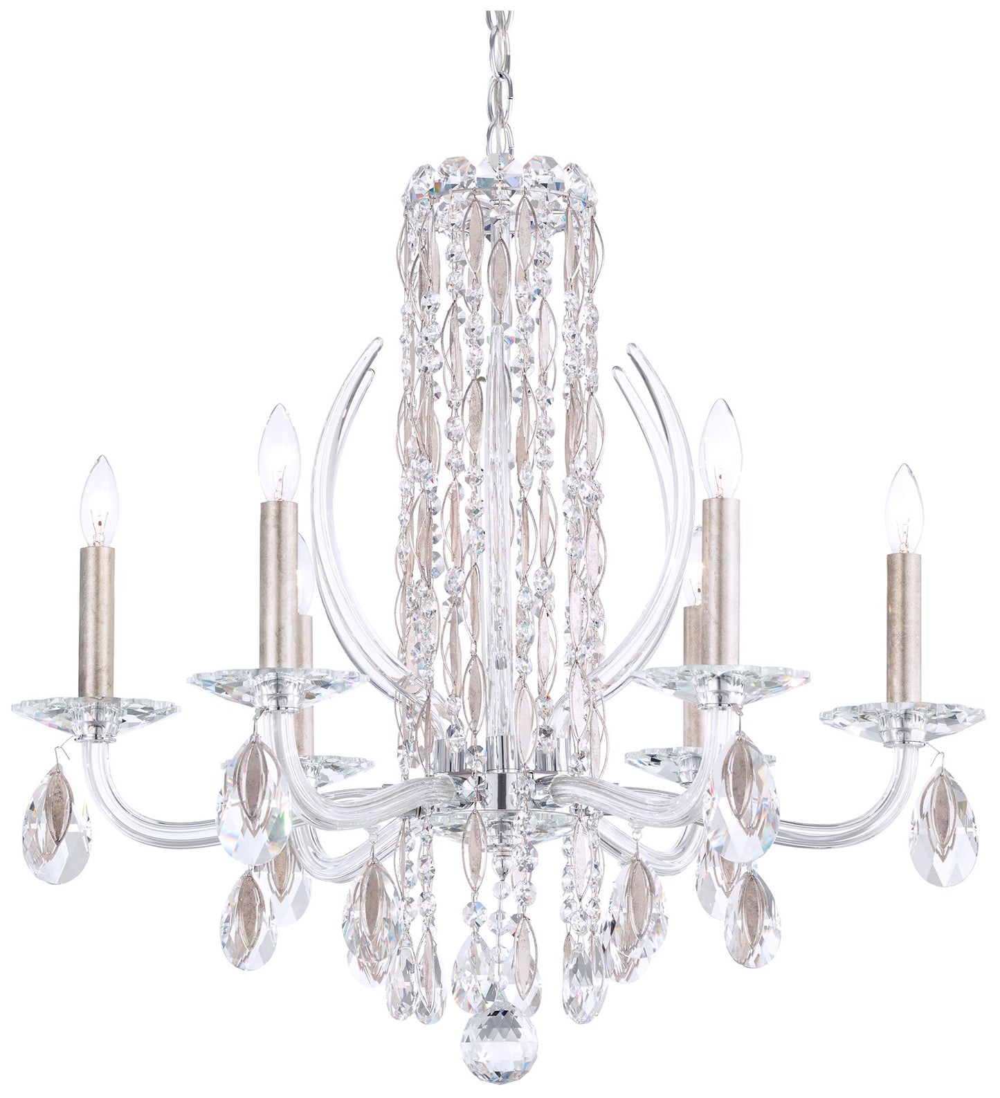 Siena 23.5"H x 24.5"W 6-Light Crystal Chandelier in Antique Silve