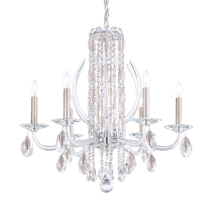 Siena 23.5"H x 24.5"W 6-Light Crystal Chandelier in Antique Silve