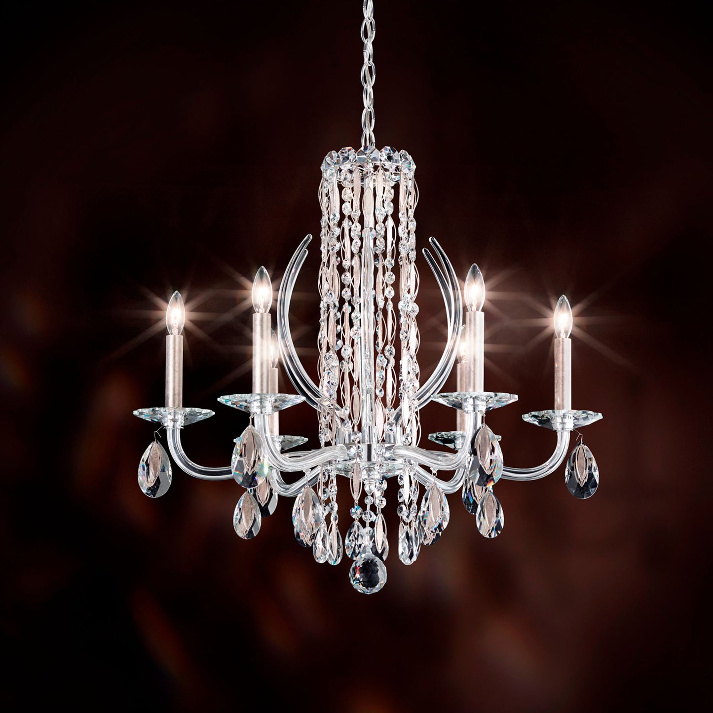 Siena 23.5"H x 24.5"W 6-Light Crystal Chandelier in Antique Silve