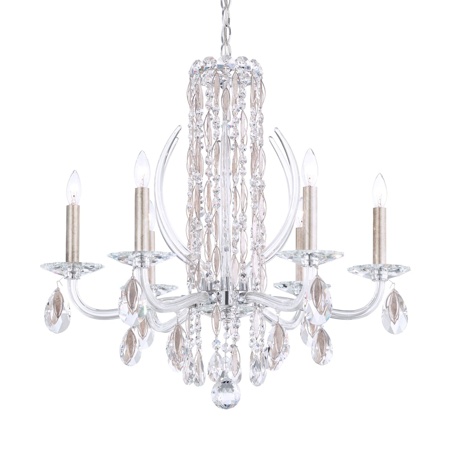 Siena 23.5"H x 24.5"W 6-Light Crystal Chandelier in Antique Silve