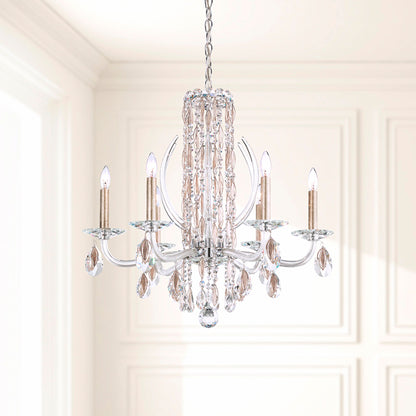 Siena 23.5"H x 24.5"W 6-Light Crystal Chandelier in Antique Silve