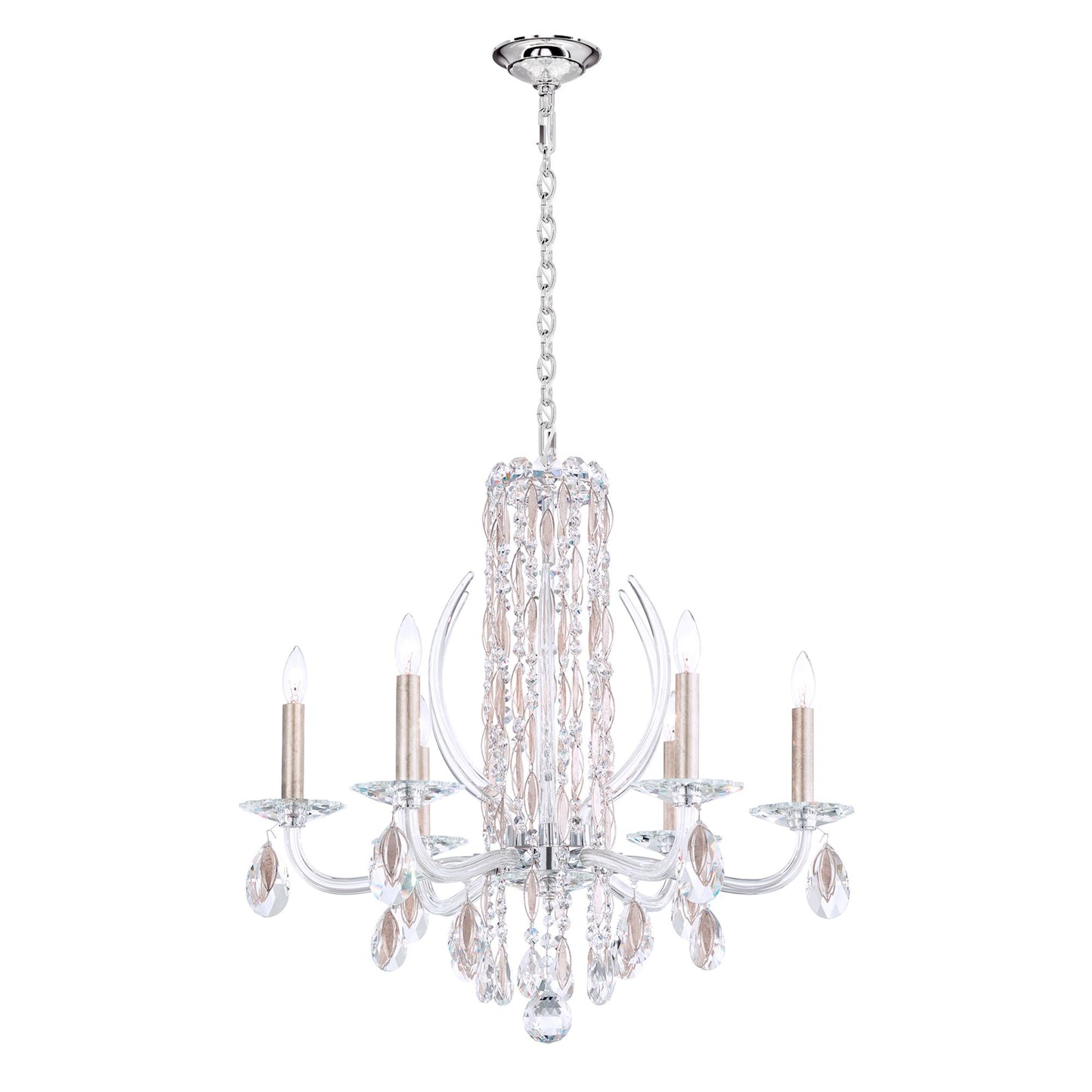 Siena 23.5"H x 24.5"W 6-Light Crystal Chandelier in Antique Silve
