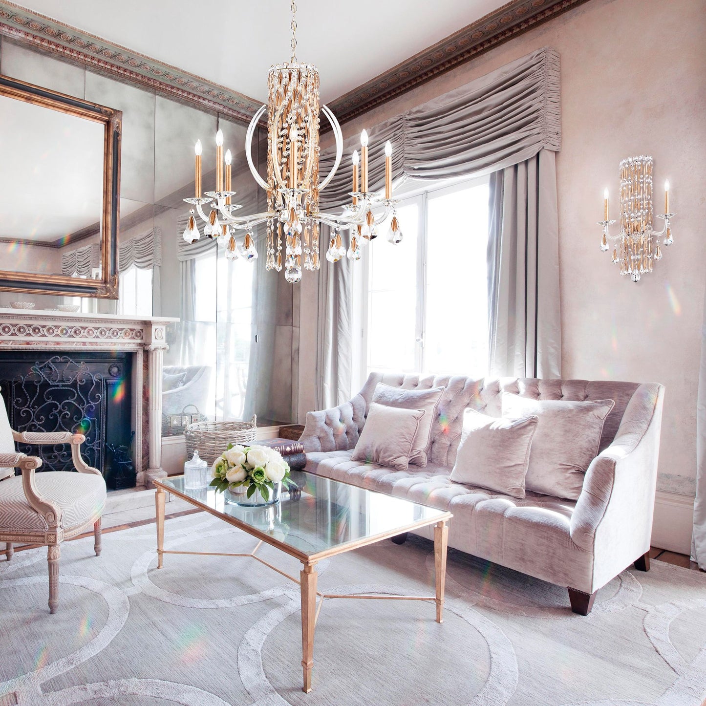 Siena 23.5"H x 24.5"W 6-Light Crystal Chandelier in Antique Silve