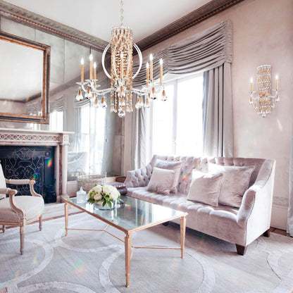 Siena 23.5"H x 24.5"W 6-Light Crystal Chandelier in Antique Silve