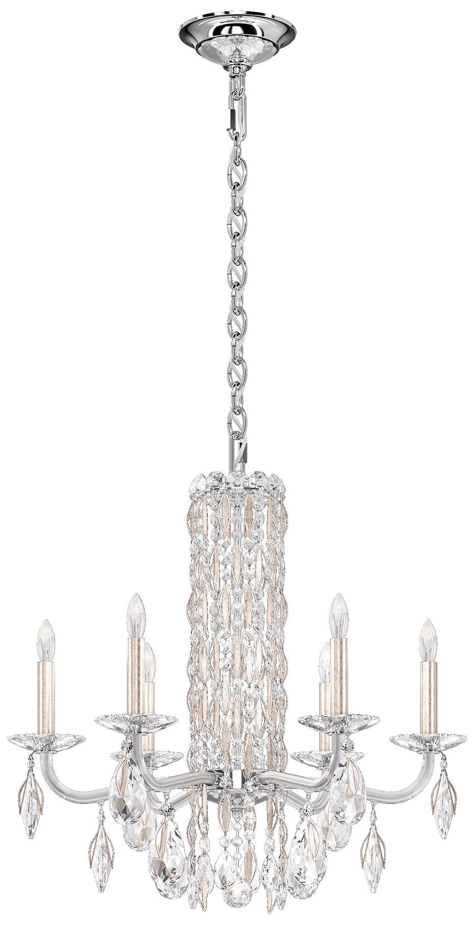 Siena 23.5"H x 24.5"W 6-Light Crystal Chandelier in Antique Silve