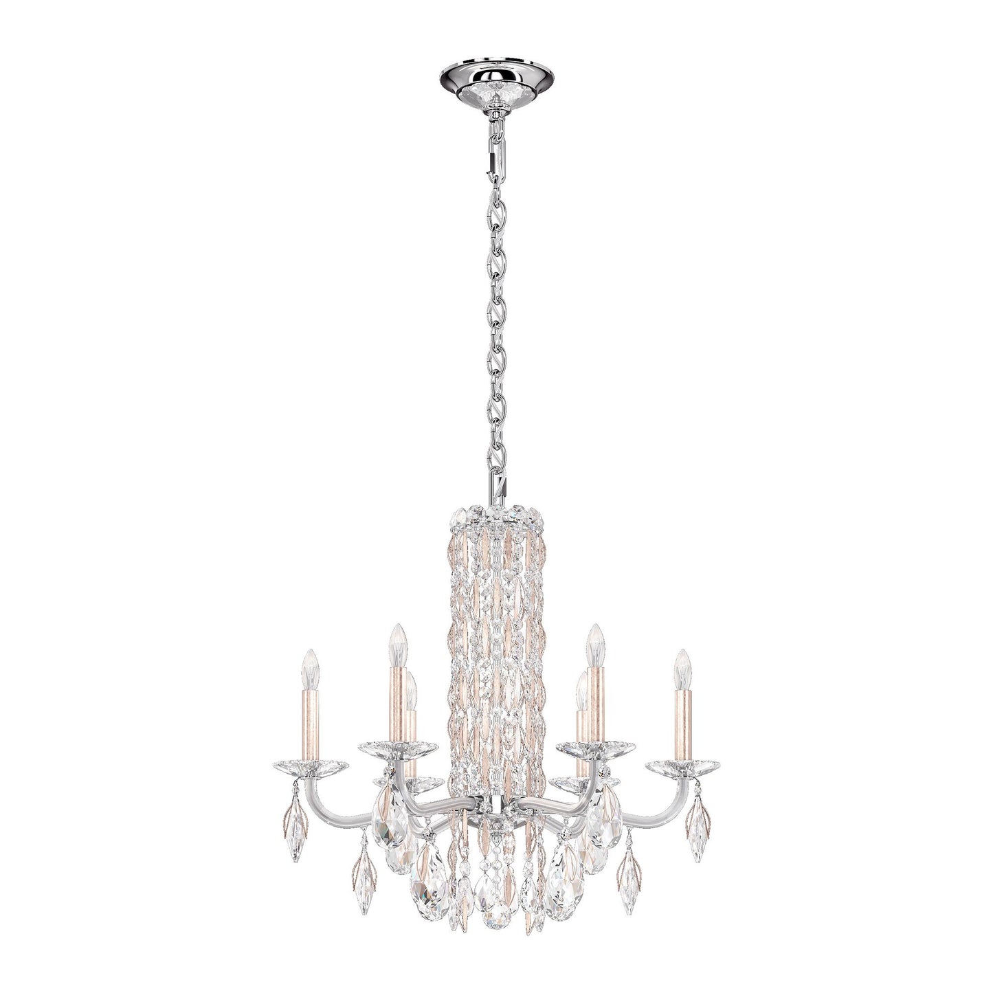 Siena 23.5"H x 24.5"W 6-Light Crystal Chandelier in Antique Silve