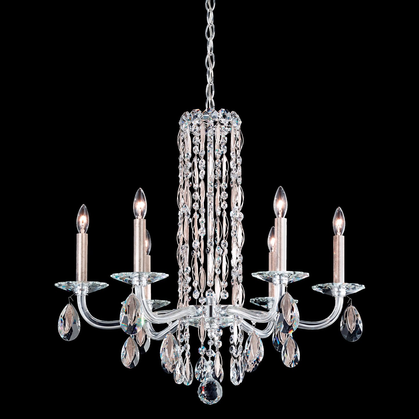 Siena 23.5"H x 24.5"W 6-Light Crystal Chandelier in Antique Silve