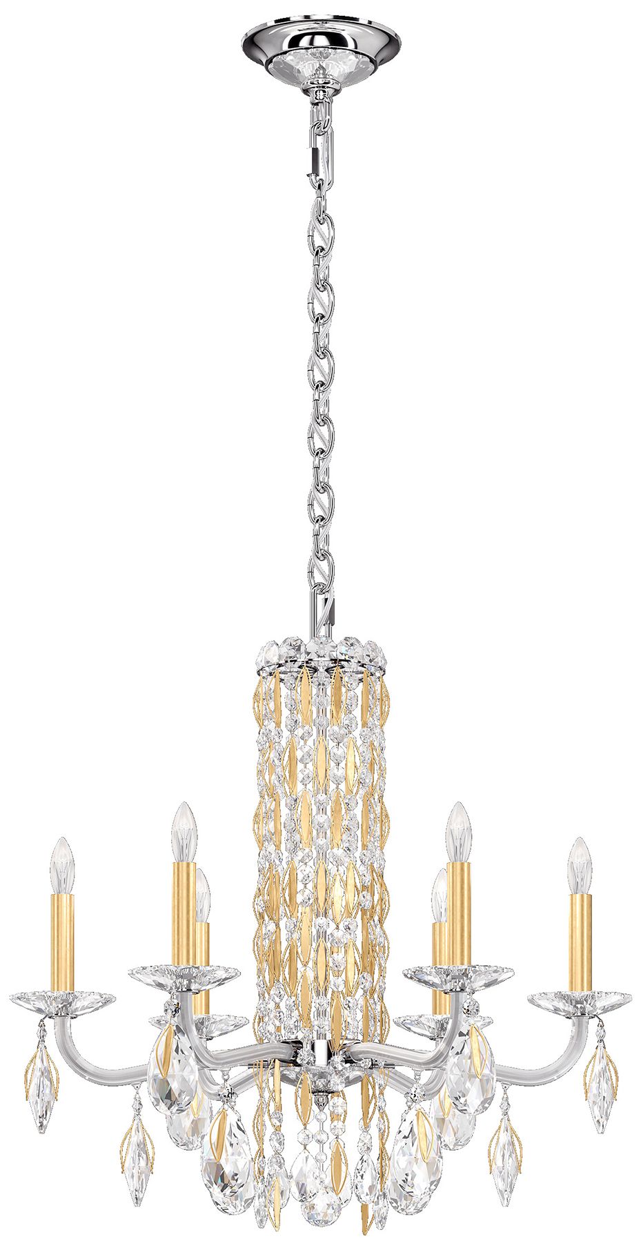 Siena 23.5"H x 24.5"W 6-Light Crystal Chandelier in Heirloom Gold