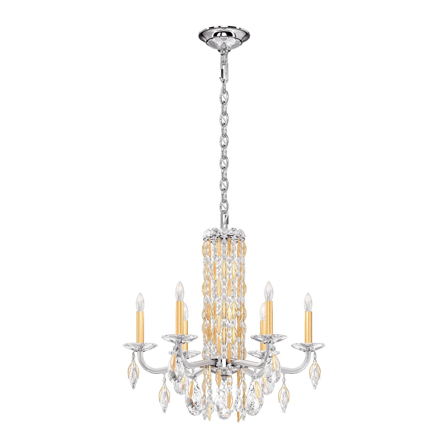 Siena 23.5"H x 24.5"W 6-Light Crystal Chandelier in Heirloom Gold