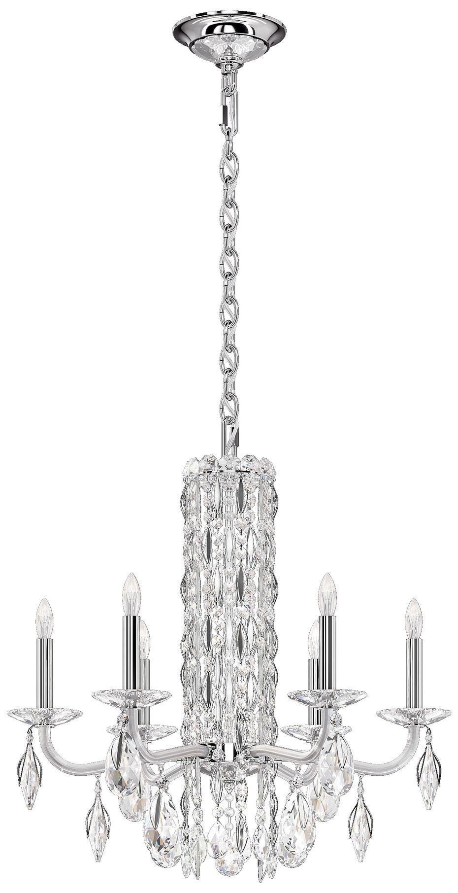 Siena 23.5"H x 24.5"W 6-Light Crystal Chandelier in Pol Stainless