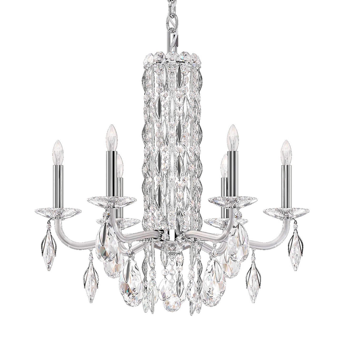Siena 23.5"H x 24.5"W 6-Light Crystal Chandelier in Pol Stainless