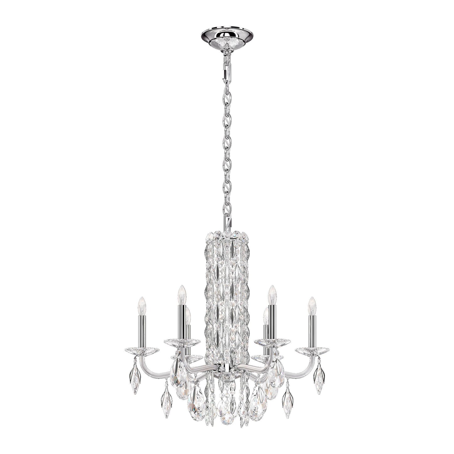 Siena 23.5"H x 24.5"W 6-Light Crystal Chandelier in Pol Stainless