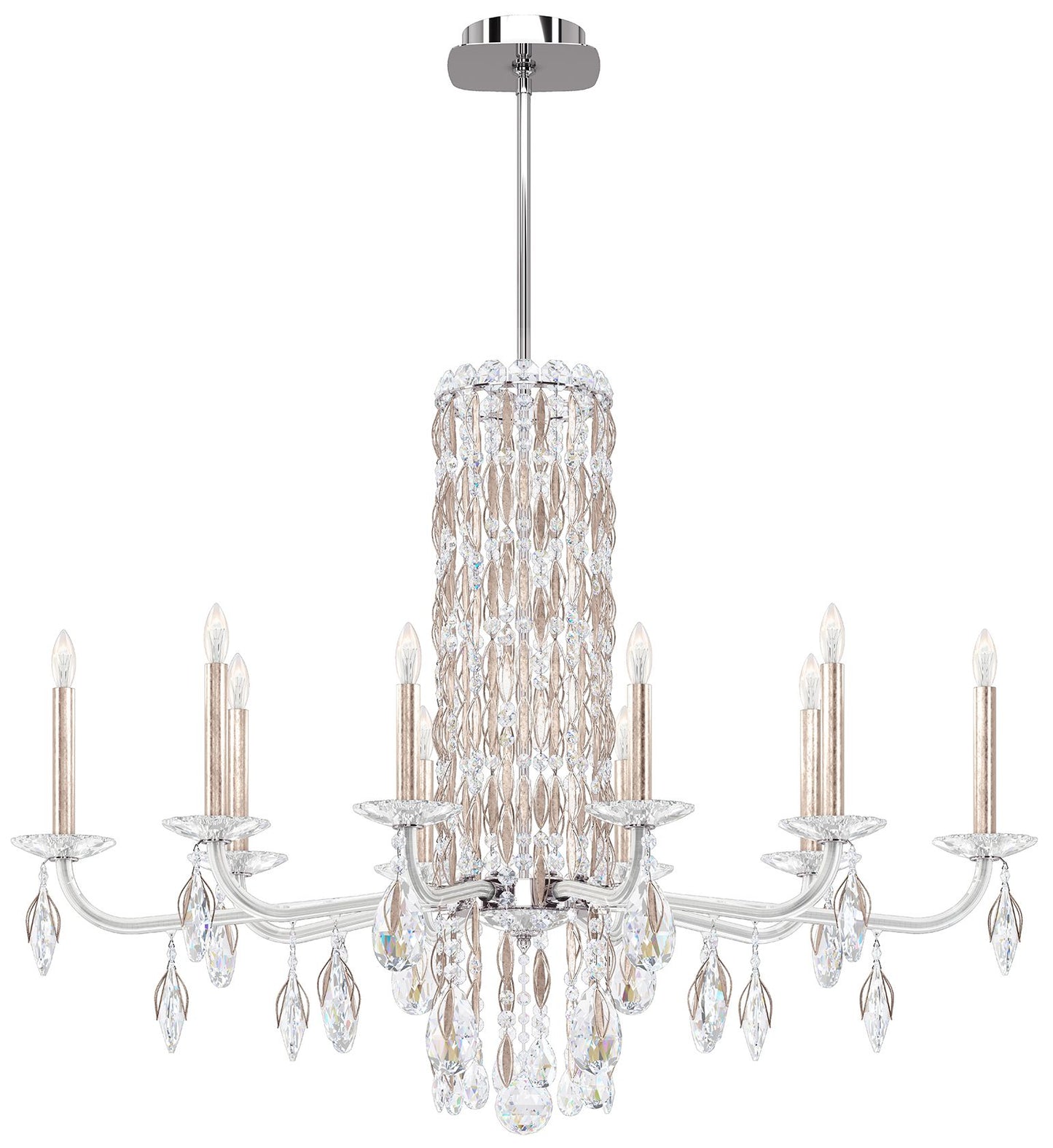 Siena 30"H x 40.5"W 10-Light Crystal Chandelier in Antique Silver