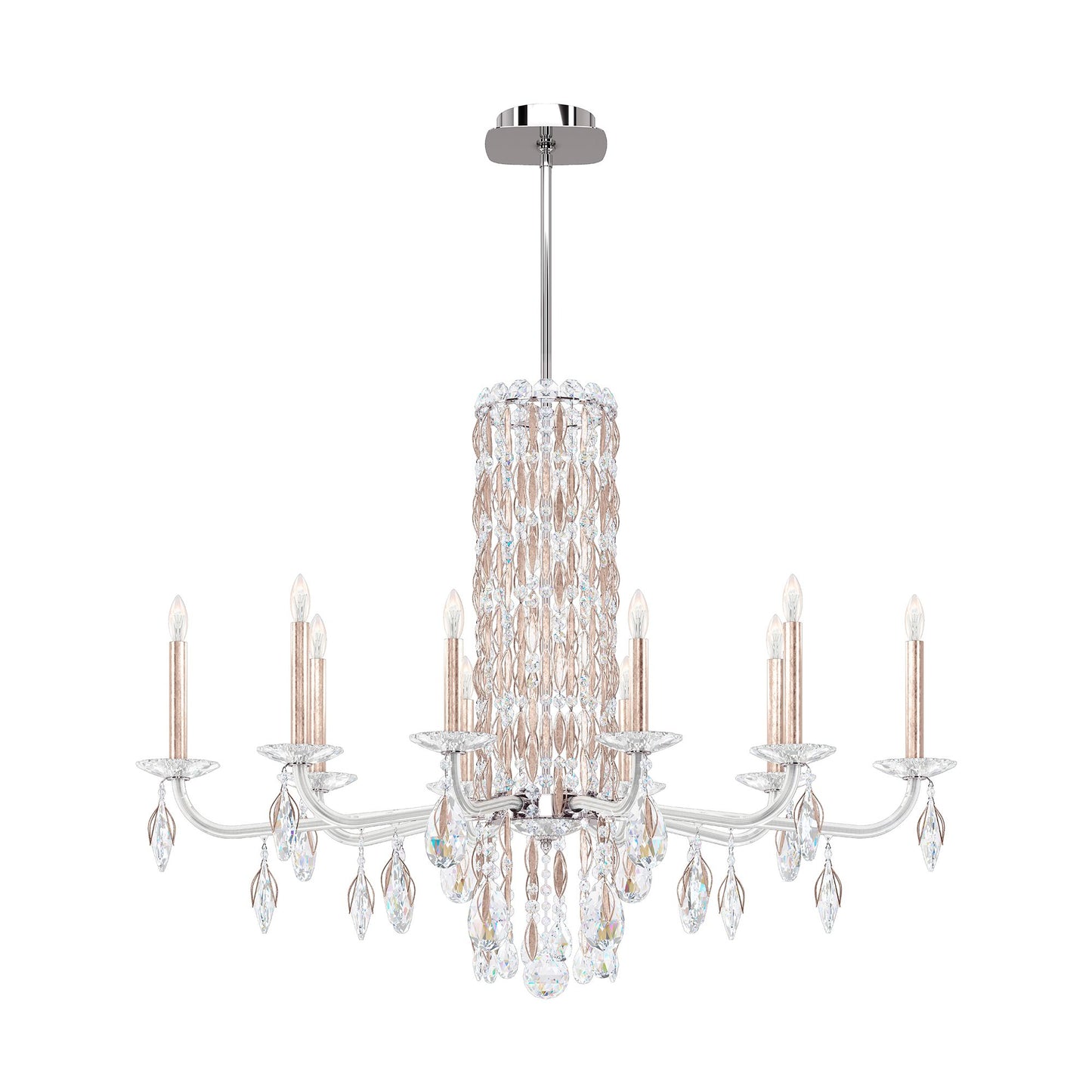 Siena 30"H x 40.5"W 10-Light Crystal Chandelier in Antique Silver
