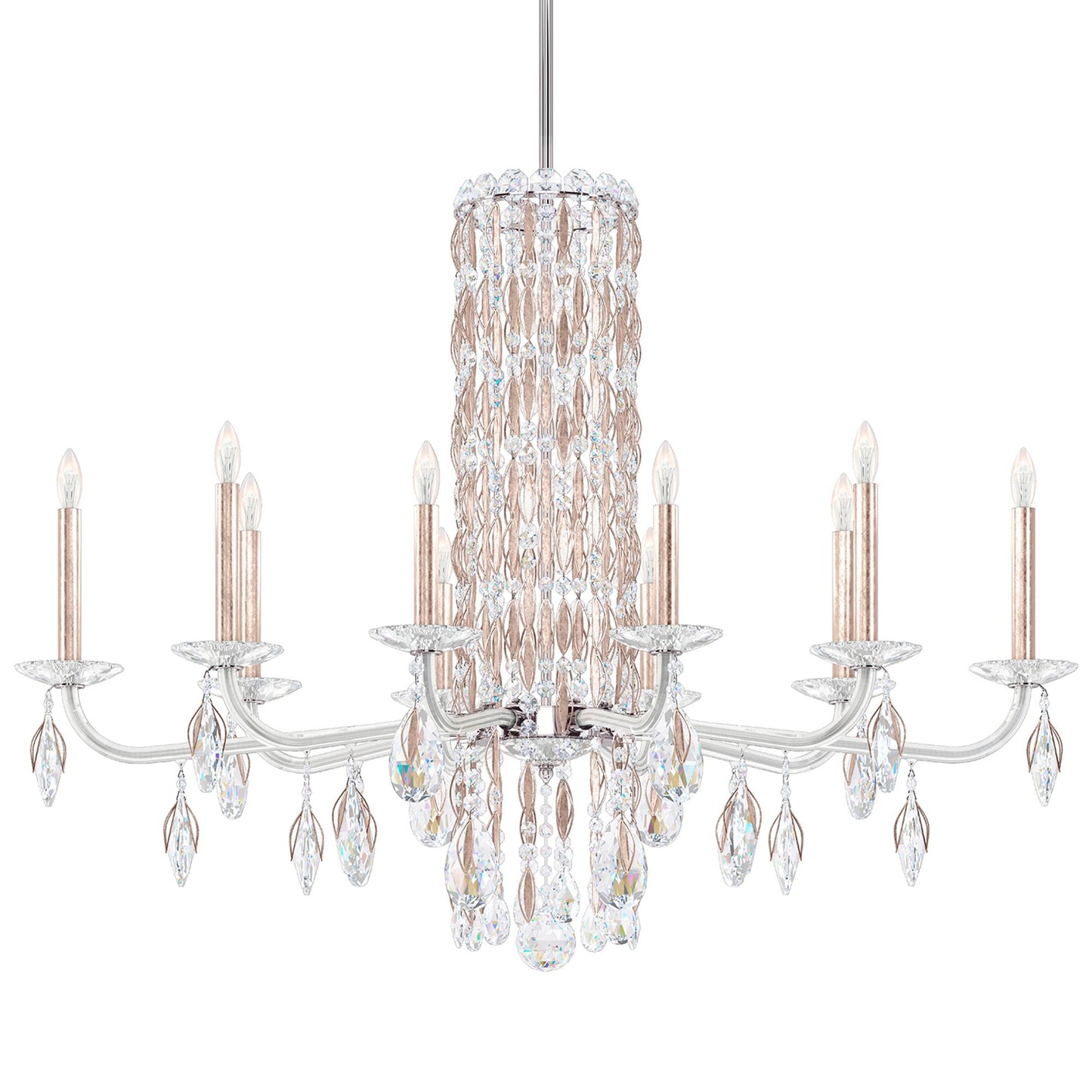 Siena 30"H x 40.5"W 10-Light Crystal Chandelier in Antique Silver