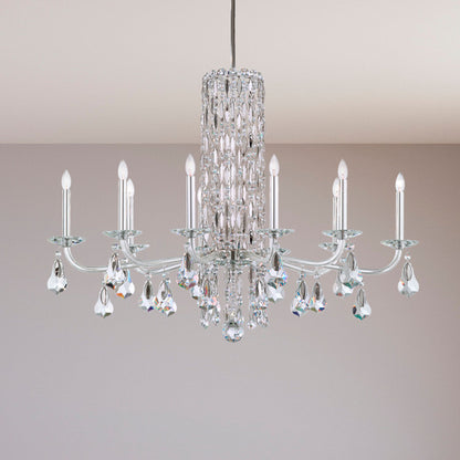 Siena 30"H x 40.5"W 10-Light Crystal Chandelier in Antique Silver