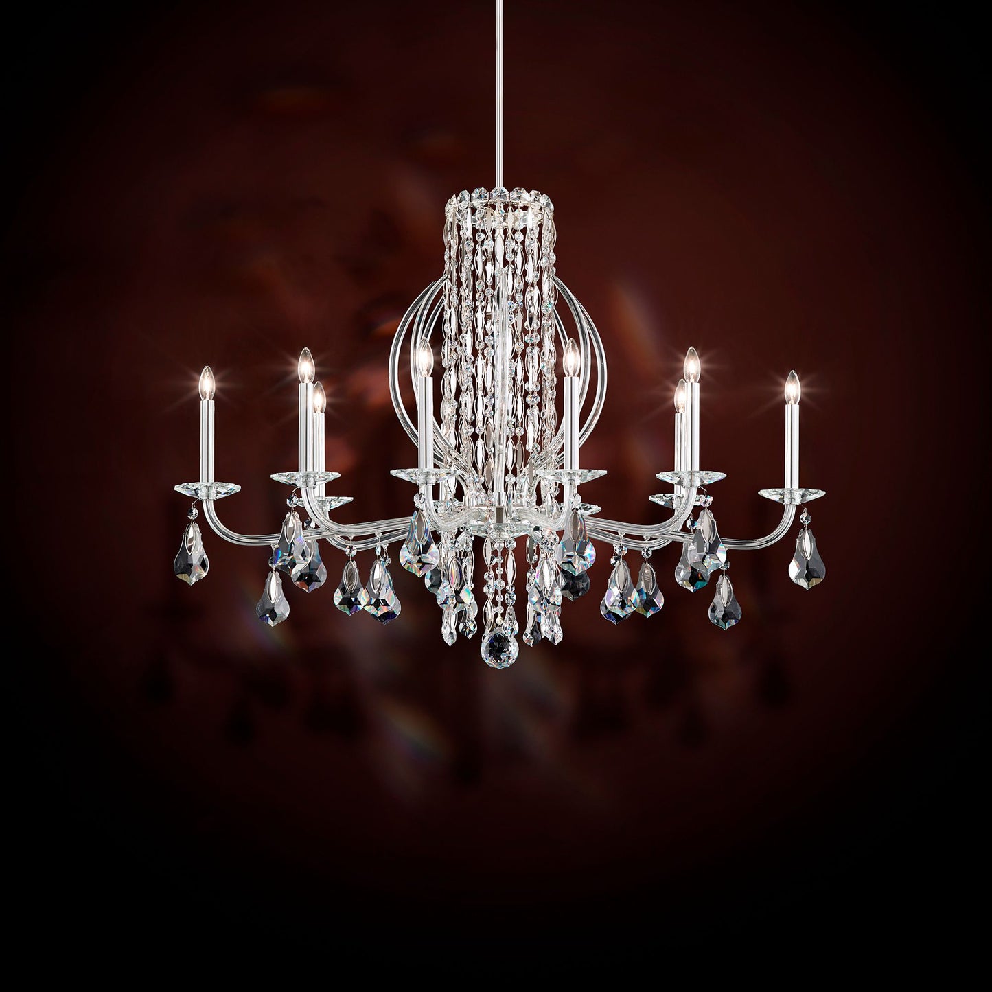 Siena 30"H x 40.5"W 10-Light Crystal Chandelier in Polished Stain