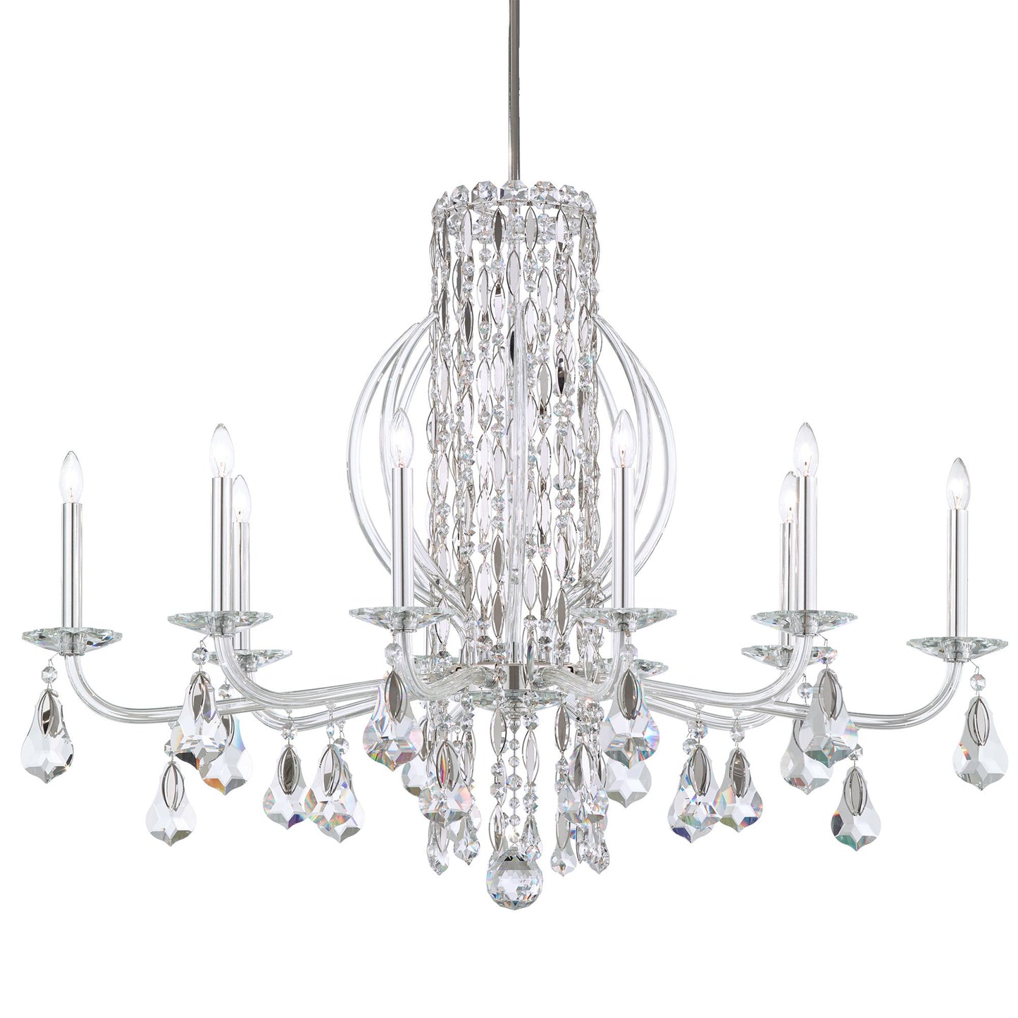 Siena 30"H x 40.5"W 10-Light Crystal Chandelier in Polished Stain