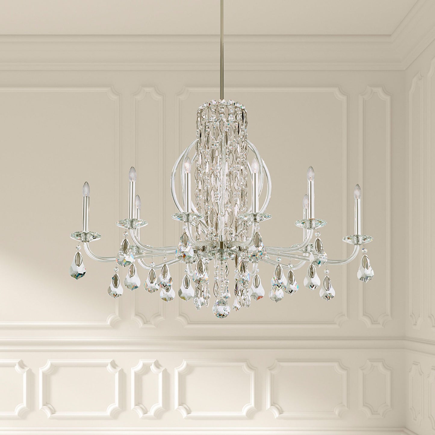 Siena 30"H x 40.5"W 10-Light Crystal Chandelier in Polished Stain