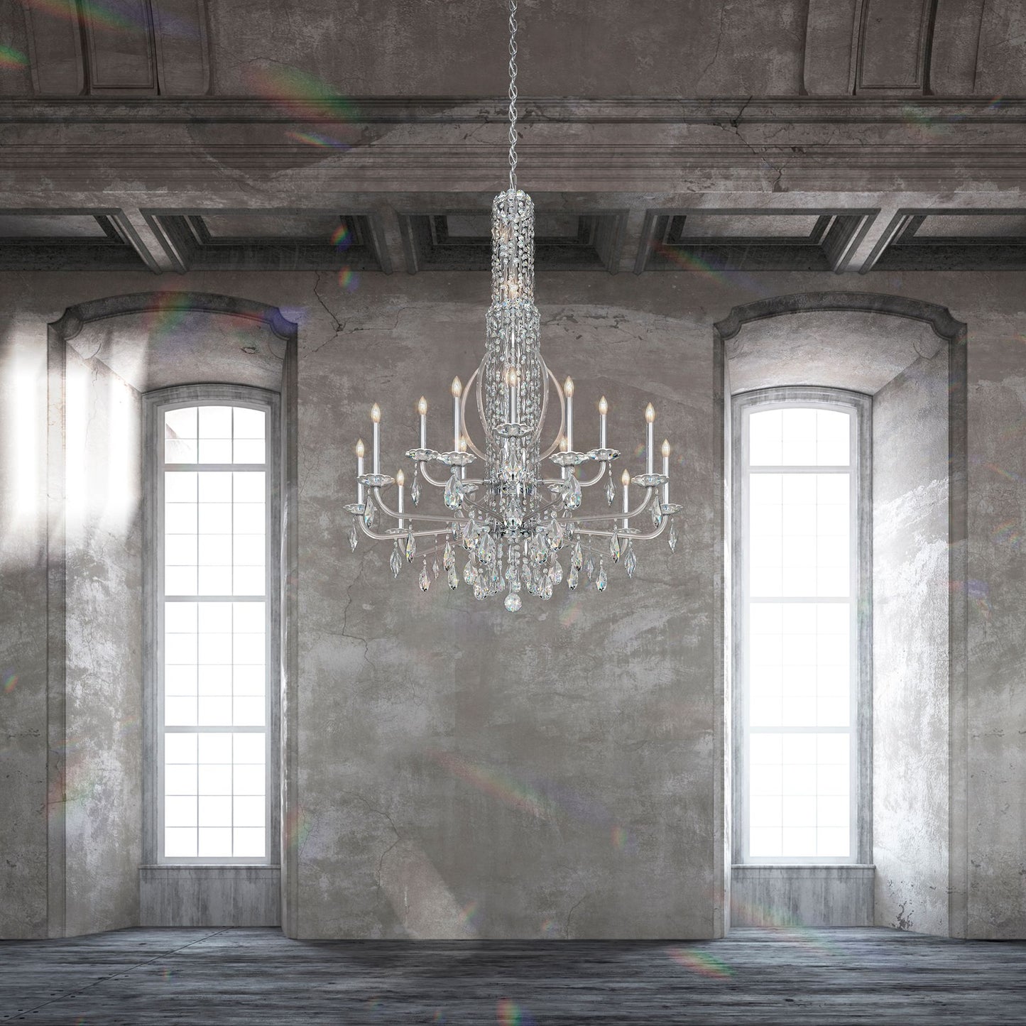 Siena 30"H x 40.5"W 10-Light Crystal Chandelier in Polished Stain