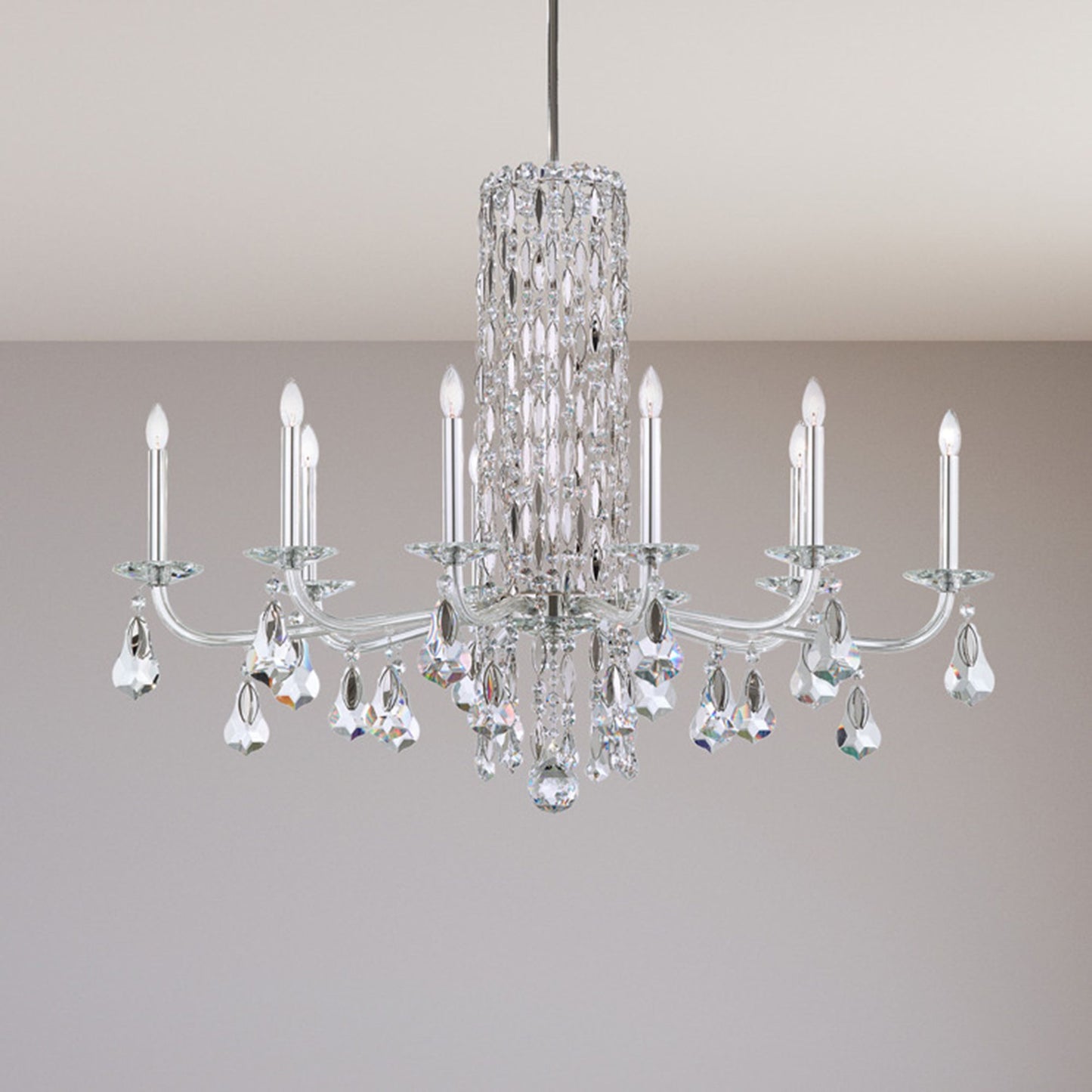 Siena 30"H x 40.5"W 10-Light Crystal Chandelier in Polished Stain