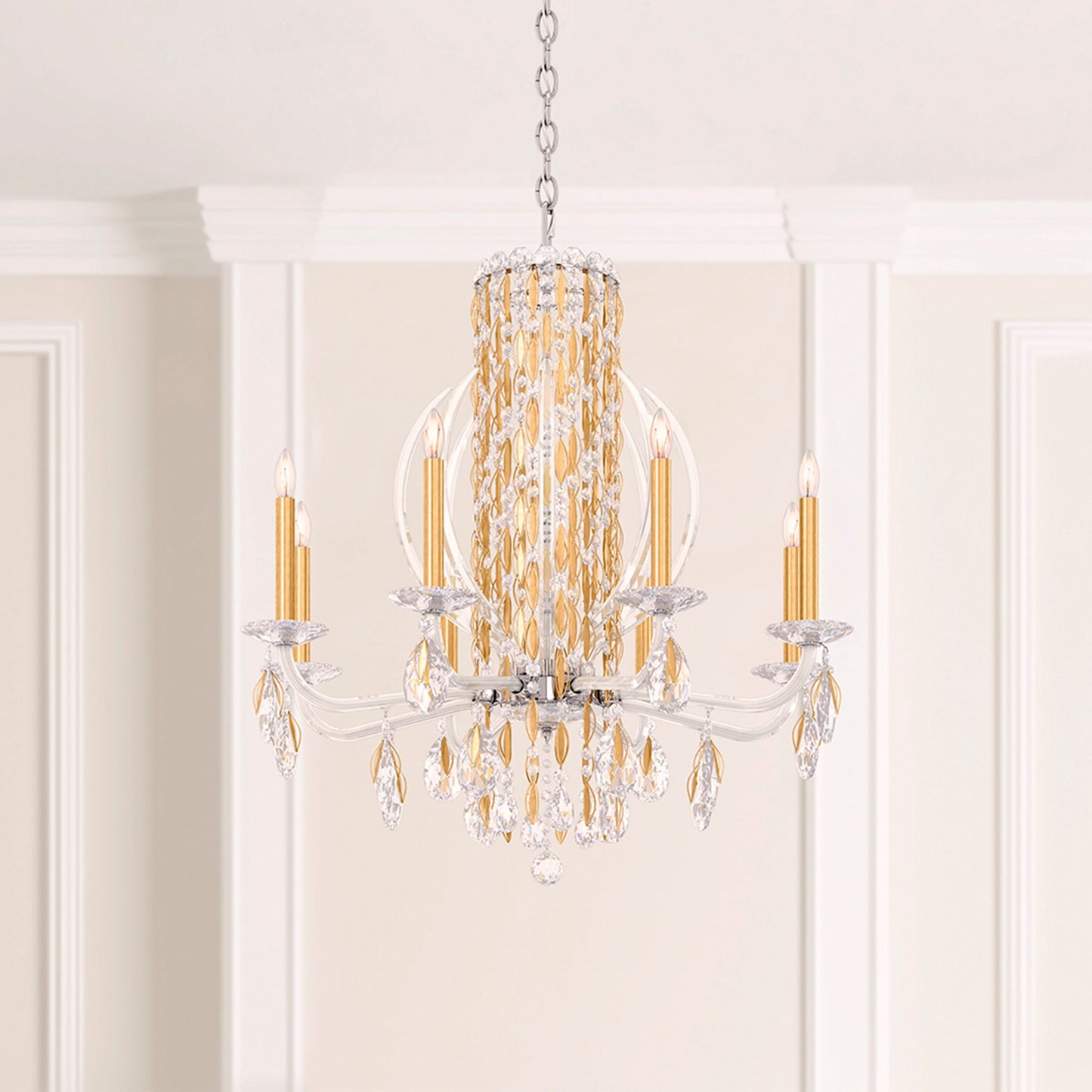 Siena 31"H x 30"W 8-Light Crystal Chandelier in Antique Silver