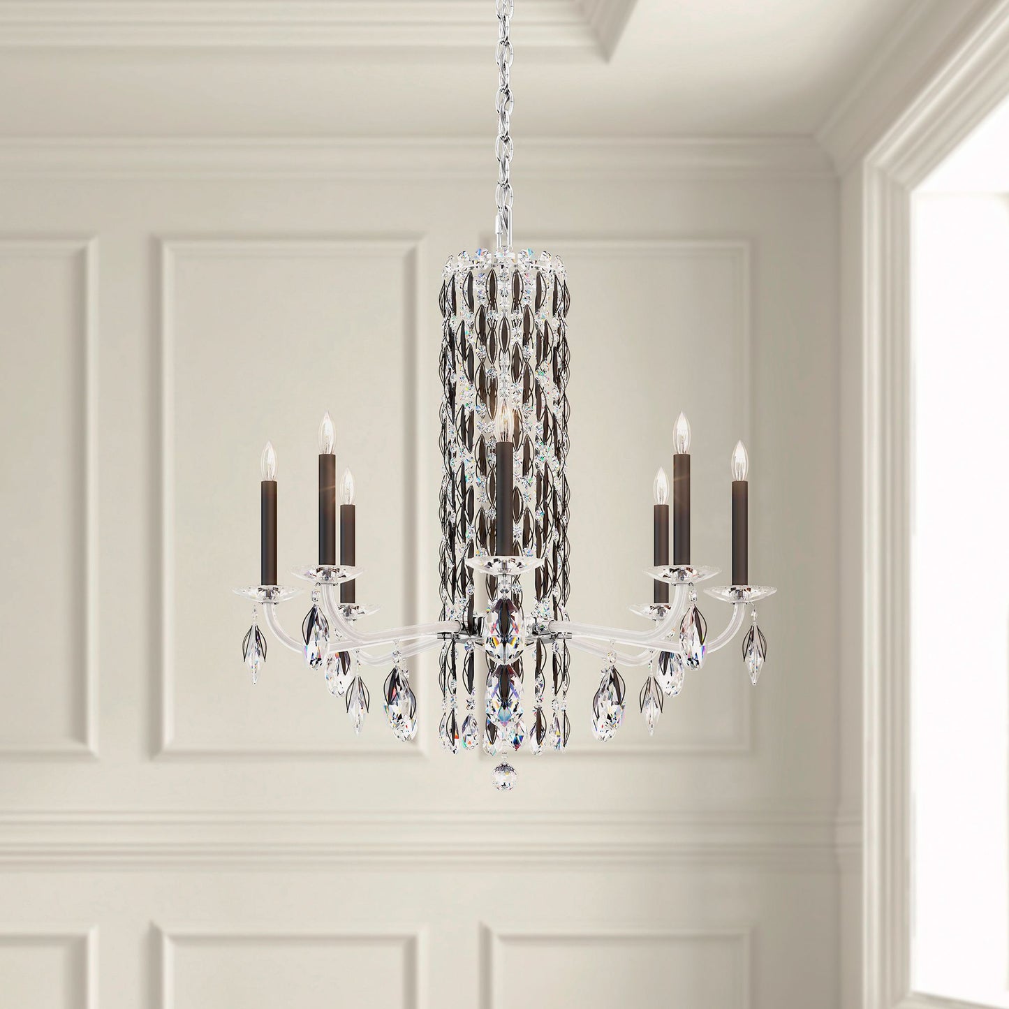 Siena 31"H x 30"W 8-Light Crystal Chandelier in Black
