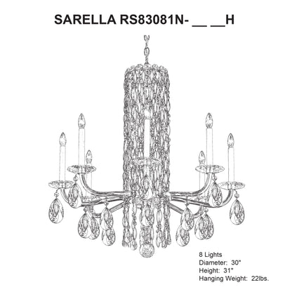 Siena 31"H x 30"W 8-Light Crystal Chandelier in Black