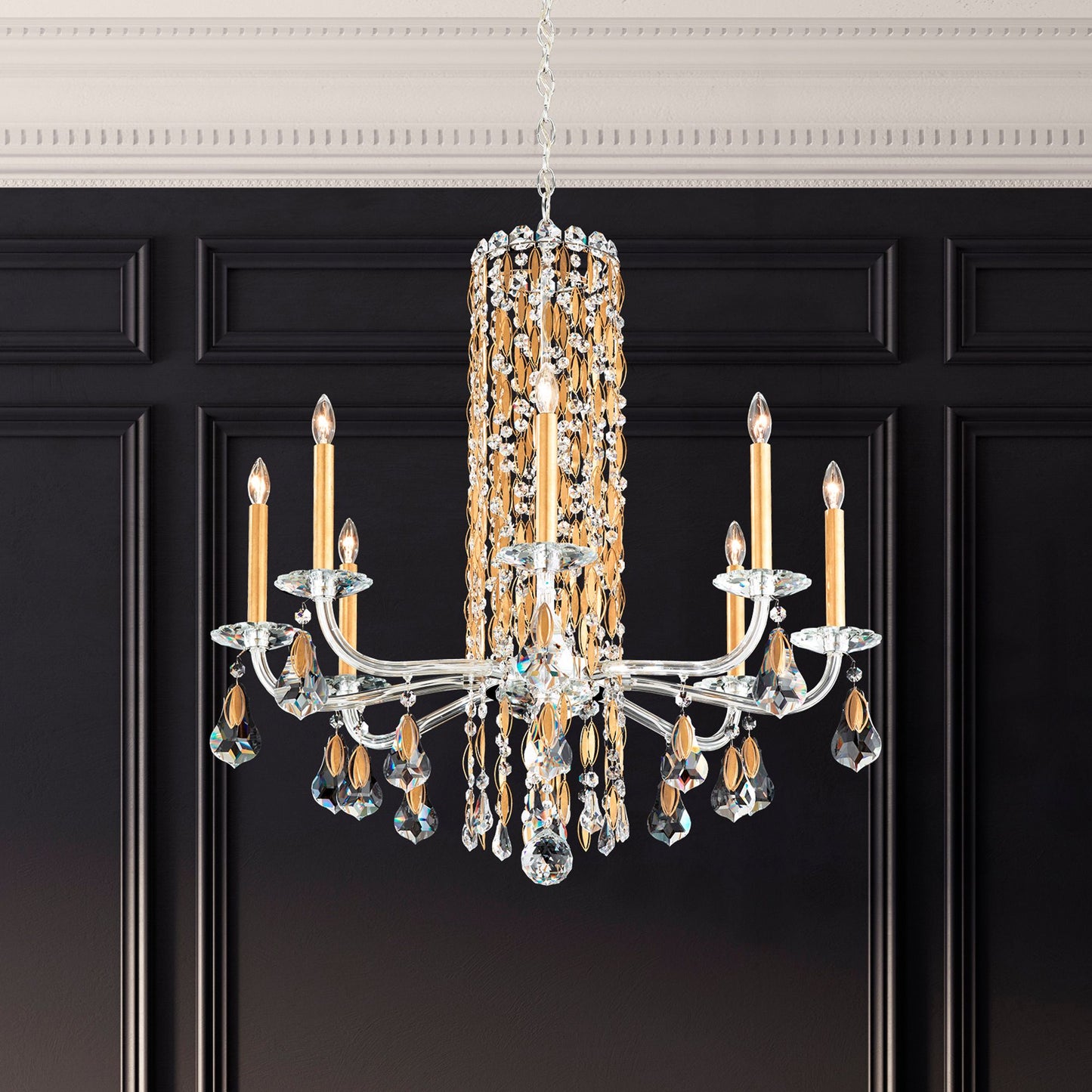 Siena 31"H x 30"W 8-Light Crystal Chandelier in Heirloom Gold
